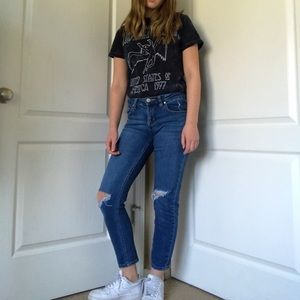 Blue denim ripped jeans